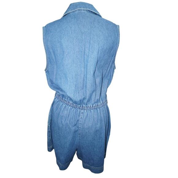 Vintage St. John's Bay Denim Romper – Size 14 M – 100% Cotton Button-Up Playsuit - Picture 5 of 11